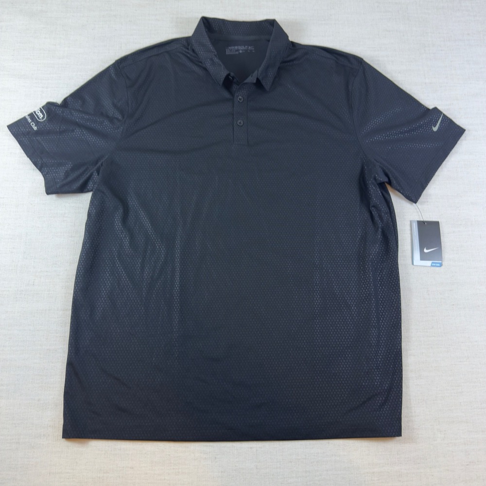 NWT Nike Golf Men XL DriFIT Black Hologram Polo Shirt HillRom Millionaires Club